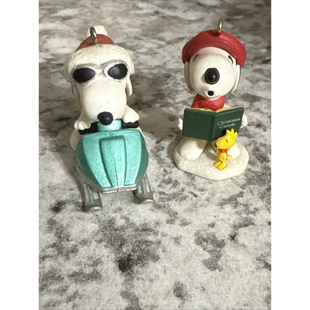 Hallmark Keepsake Snoopy Set Of 2 miniature ornaments 2015 & 2016